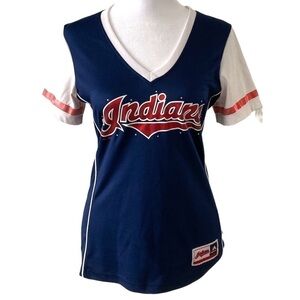 Cleveland Indians small deep v-neck top short sleeves